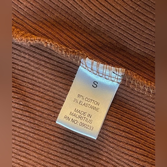 PACSUN L.A. Hearts Brown Square Neck Long Sleeve Ribbed Zip Up Crop Top Small - Picture 6 of 12